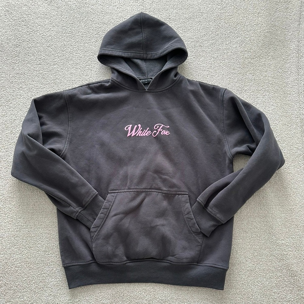 White Fox Women's Oversized Hoodie size S/M in Grey/Pink